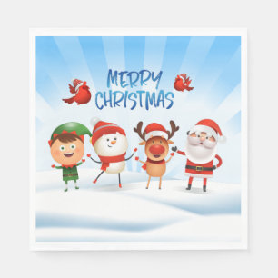 Serviette En Papier Noël Rudolf Le renne et les amis