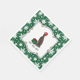 Serviette En Papier Noël Santa Hat Greyhound Chien (brindle) mignonne