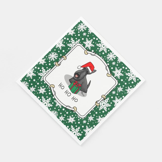 Serviette En Papier Noël Santa Hat Scottish Terrier (noir) mignonne (Coin)
