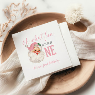 Serviette En Papier Noël Santa Rose Premier Anniversaire