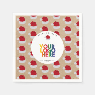 Serviette En Papier Noël Simple Business Logo Santa Hat Kraft