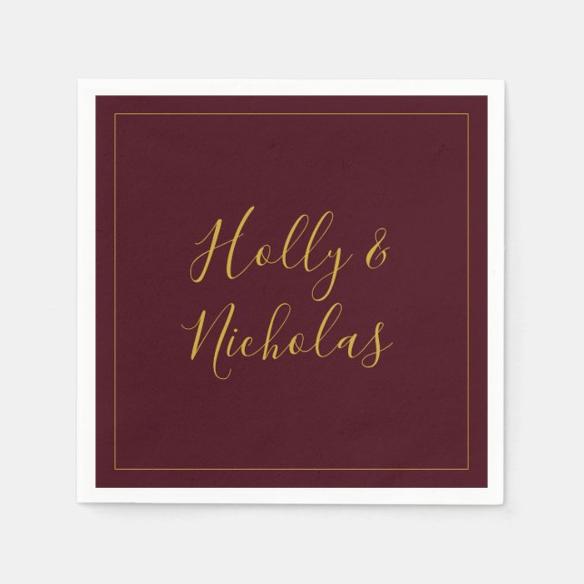 Serviette En Papier Noël simple et élégant | Napkins Mariage rouge (Devant)