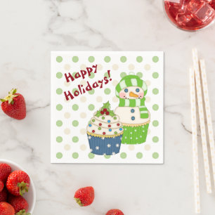 Serviette En Papier Noël Snowman Cupcake Polkadot Kids