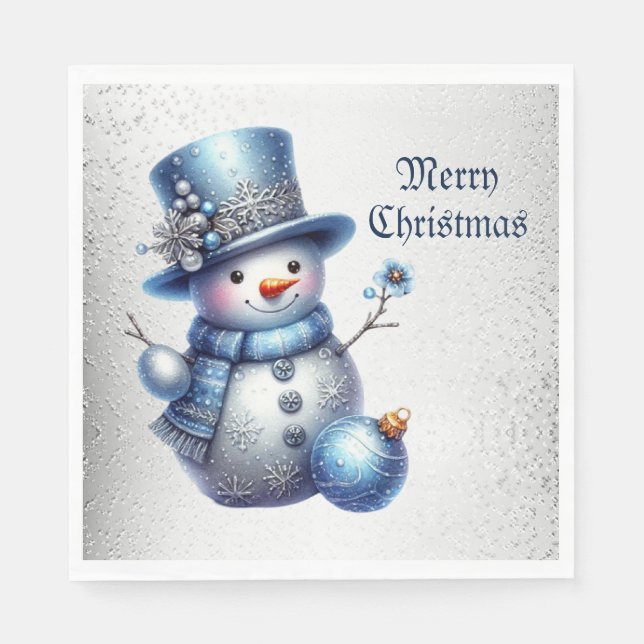 Serviette En Papier Noël Snowman Élégant Vacances d'hiver (Devant)