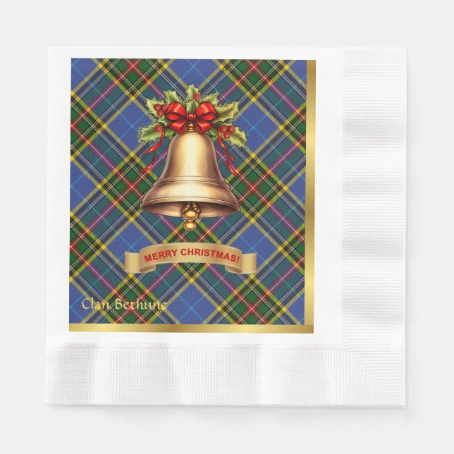 Serviette En Papier Noël Tartan personnalisé de Bethune (Devant)
