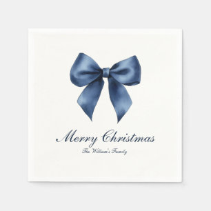 Serviette En Papier Noël traditionnel au nœud bleu