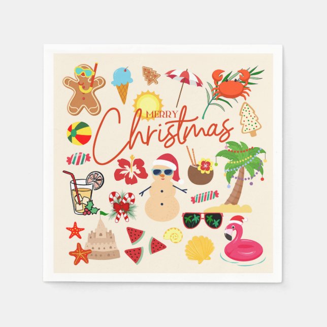 Serviette En Papier Noël tropical (Devant)