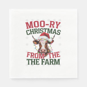Serviette En Papier Noël Vache Moo-ry Noël De La Ferme