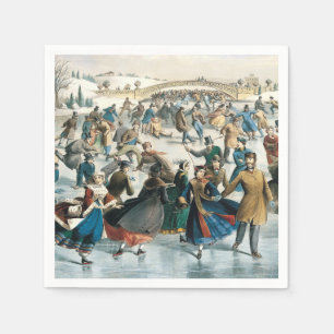Serviette En Papier Noël victorien Central Park Currier & Ives