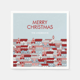 Serviette En Papier Noël Village Vacances Papier Napkin