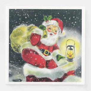Serviette En Papier Noël vintage rétro Père Noël
