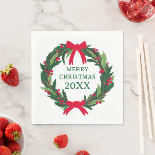 Serviette En Papier Noël Wreath Botaniques Foliage Holiday CUSTOM
