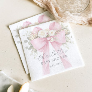 Serviette En Papier Nœud Coquette Rose Bébé Floral en fleurs Baby Show