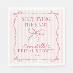Serviette En Papier Nœud Coquette Rose Pâle Mariage Dessert