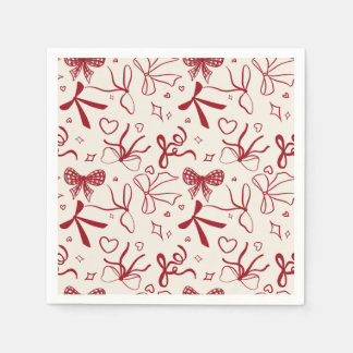 Serviette En Papier Nœud rouge coquette motif sans couture Noël