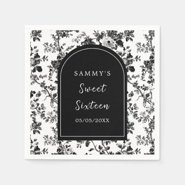 Serviette En Papier Noir Antique Chinoiserie Sweet Sixteen (Devant)