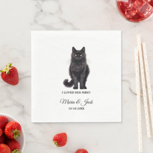 Serviette En Papier Noir Asiatique Cat Pet Mariage Couleur complète