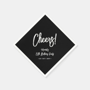 Serviette En Papier Noir & Blanc   Chic Quatre-Vingt-Dix Fête D'Annive