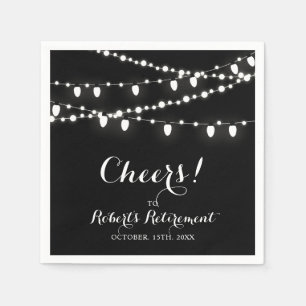 Serviette En Papier Noir & Blanc Élégant Parti de retraite classique