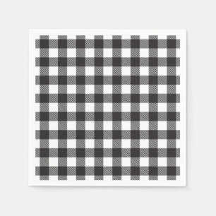 Serviette En Papier noir blanc En vichy Buffalo Plaid Farming