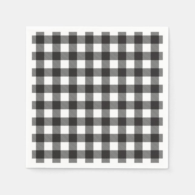 Serviette En Papier noir blanc En vichy Buffalo Plaid Farming (Devant)
