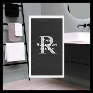 Serviette En Papier Noir Blanc Gris Nom Monogramme Papier Serviette d'