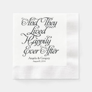 Serviette En Papier Noir Blanc Heureux Jamais Après Mariage