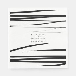 Serviette En Papier Noir blanc moderne Abstrait mariage Faveur