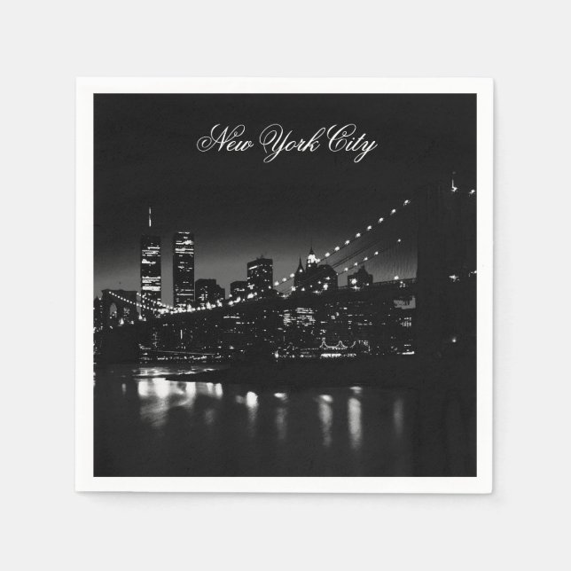 Serviette En Papier Noir & Blanc New York City (Devant)