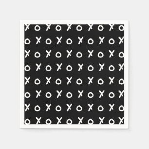 Serviette En Papier Noir & Blanc X O XO XO's Tendance Mignon