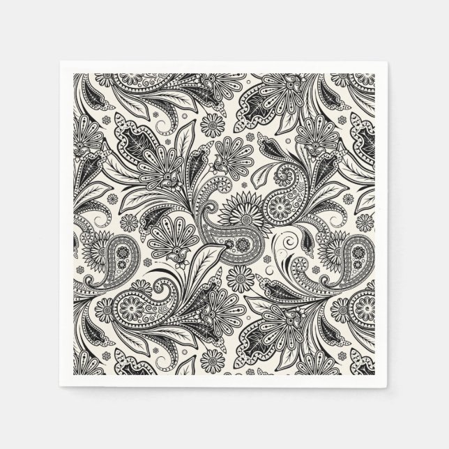 Serviette En Papier Noir et blanc (Devant)