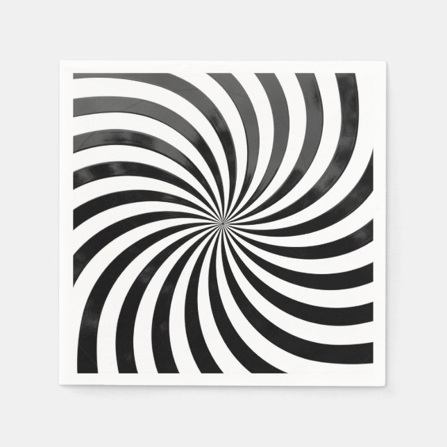 Serviette en papier noir et blanc à spirale élégan (Devant)