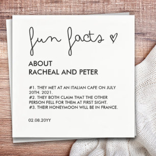 Serviette En Papier Noir et blanc Chic moderne Fun Fact Mariage Amusan