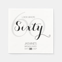 Noir et blanc Élégant Moderne 60 Anniversaire