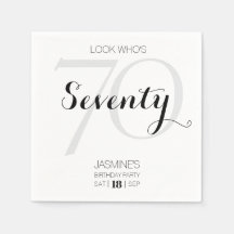 Noir et blanc Élégant Moderne 70 Anniversaire