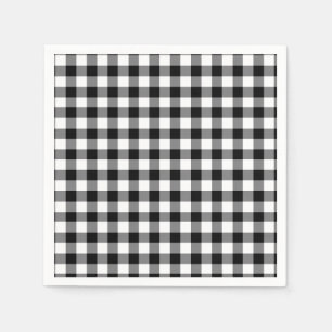 Serviette En Papier Noir Et Blanc En vichy