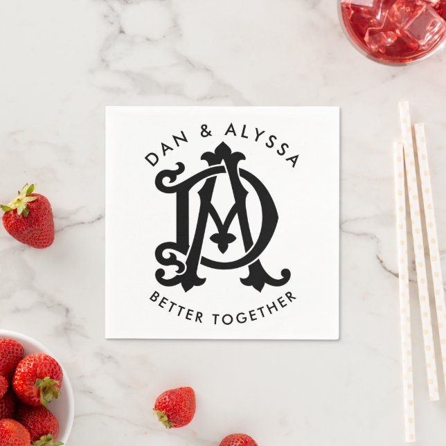 Serviette En Papier Noir et blanc mieux ensemble (En situation)