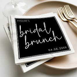 Serviette En Papier Noir et blanc minimaliste Script Brunch nuptial