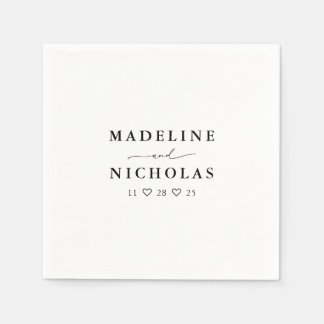 Serviette En Papier Noir Et Blanc Moderne Simple Mariage