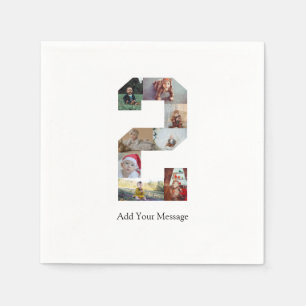 Serviette En Papier Noir et blanc Numéro 2 Photo Collage