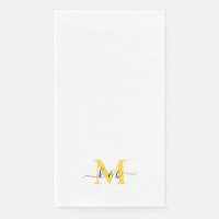 Noir et Jaune Monogramme Lavage Script Blanc
