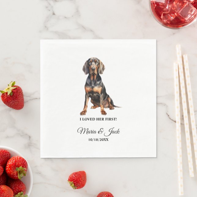 Serviette En Papier Noir et Tan Coonhound Pet Cocktail Mariage (En situation)