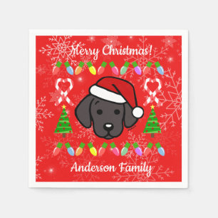 Serviette En Papier Noir Labrador Motif de Noël