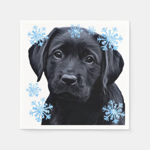 Serviette En Papier Noir Labrador Noël - Mignonne Chien Chien Chien Pu
