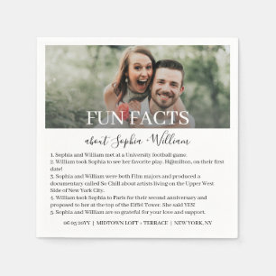 Serviette En Papier Noir moderne Blanc Simple Photo Fun Faits Mariage