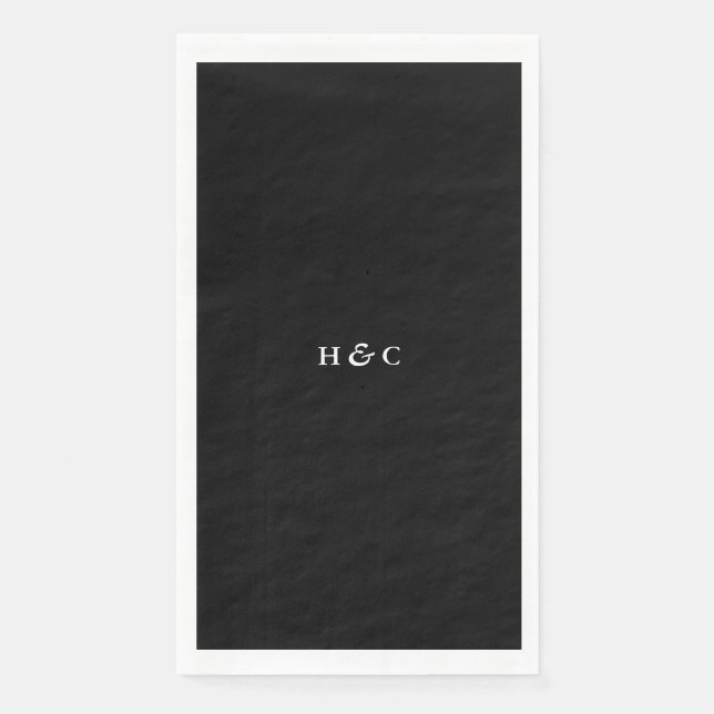 Serviette En Papier Noir moderne Premium Onyx simple Mariage (Devant)