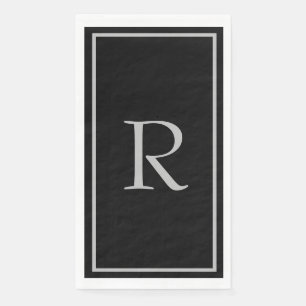 Serviette En Papier Noir Monogramme Initiales Nom Personnalisé Couleur