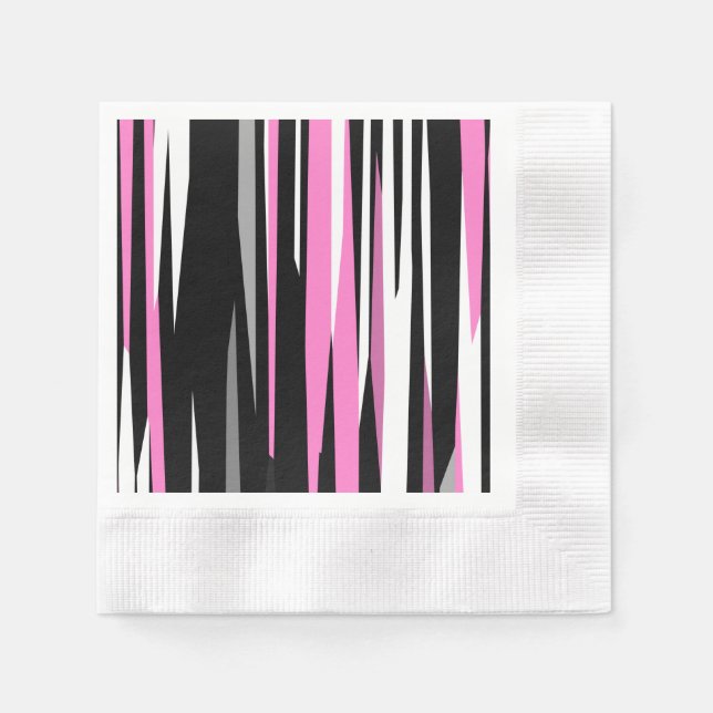 Serviette En Papier Noir rose et blanc Abstrait (Devant)