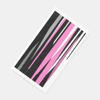 Serviette En Papier Noir rose et blanc Abstrait
