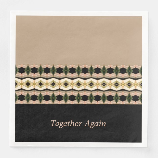Serviette En Papier Noir rose et Taupe élégant (Devant)
